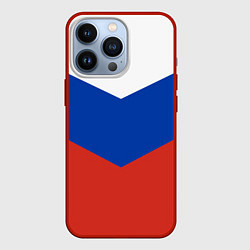 Чехол для iPhone 13 Pro Российский триколор, цвет: 3D-красный