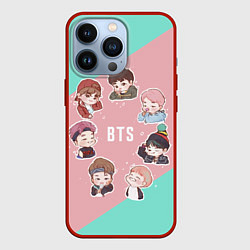 Чехол для iPhone 13 Pro BTS Boys, цвет: 3D-красный