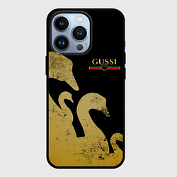 Чехол для iPhone 13 Pro GUSSI: Gold Edition, цвет: 3D-черный