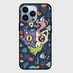 Чехол для iPhone 13 Pro Cat skull - art, цвет: 3D-черный