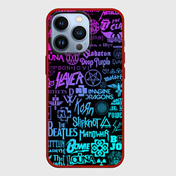 Чехол для iPhone 13 Pro ЛОГОТИПЫ РОК ГРУПП, цвет: 3D-красный