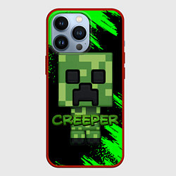 Чехол для iPhone 13 Pro MINECRAFT CREEPER, цвет: 3D-красный