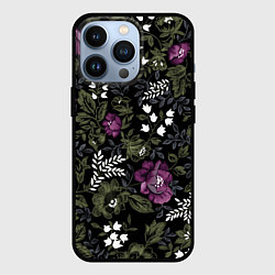 Чехол для iPhone 13 Pro Цветы, цвет: 3D-черный