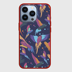 Чехол для iPhone 13 Pro Райские попугаи, цвет: 3D-красный