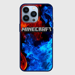 Чехол для iPhone 13 Pro MINECRAFT, цвет: 3D-тёмно-синий