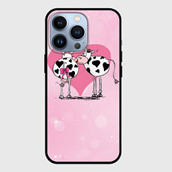 Чехол для iPhone 13 Pro Влюбленные коровы, цвет: 3D-черный