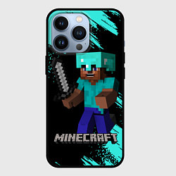 Чехол для iPhone 13 Pro MINECRAFT, цвет: 3D-черный