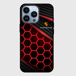 Чехол для iPhone 13 Pro PORSCHE, цвет: 3D-черный