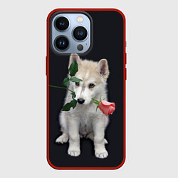 Чехол для iPhone 13 Pro Щенок в подарок, цвет: 3D-красный