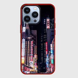 Чехол для iPhone 13 Pro Ночной Токио, цвет: 3D-красный