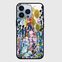 Чехол для iPhone 13 Pro Watercolor Flowers, цвет: 3D-черный