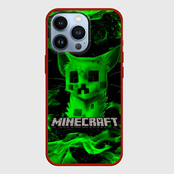 Чехол для iPhone 13 Pro MINECRAFT CREEPER CAT, цвет: 3D-красный