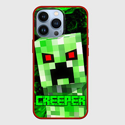 Чехол для iPhone 13 Pro MINECRAFT CREEPER, цвет: 3D-красный