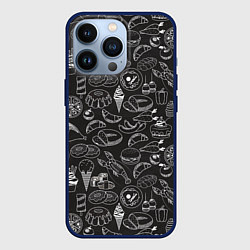 Чехол для iPhone 13 Pro Еда, цвет: 3D-тёмно-синий