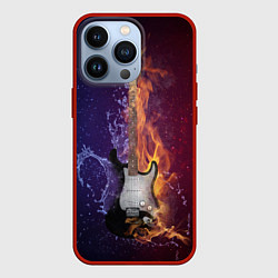 Чехол для iPhone 13 Pro Гитара огня, цвет: 3D-красный