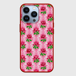 Чехол для iPhone 13 Pro Декор из нежных роз, цвет: 3D-красный