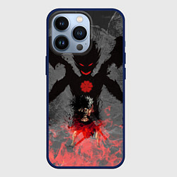 Чехол для iPhone 13 Pro Черный клевер, цвет: 3D-тёмно-синий