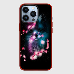 Чехол для iPhone 13 Pro Лиса с гирляндой, цвет: 3D-красный