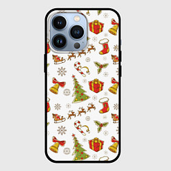 Чехол для iPhone 13 Pro Новогодний фон, цвет: 3D-черный
