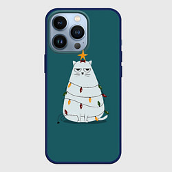 Чехол для iPhone 13 Pro Кото-ёлка, цвет: 3D-тёмно-синий