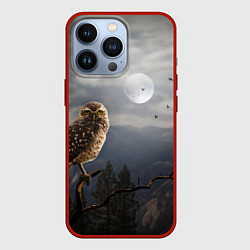 Чехол для iPhone 13 Pro Сова, цвет: 3D-красный