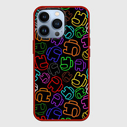 Чехол для iPhone 13 Pro AMONG US NEON, цвет: 3D-красный