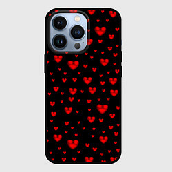 Чехол для iPhone 13 Pro Красные сердца, цвет: 3D-черный