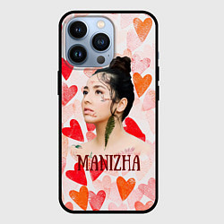 Чехол iPhone 13 Pro Manizha на фоне сердечек