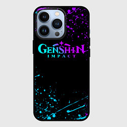 Чехол для iPhone 13 Pro GENSHIN IMPACT NEON LOGO, цвет: 3D-черный