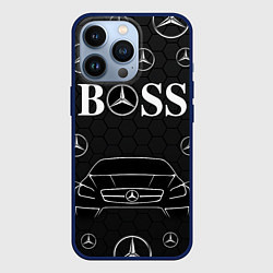 Чехол для iPhone 13 Pro BOSS MERCEDES-BENZ, цвет: 3D-тёмно-синий