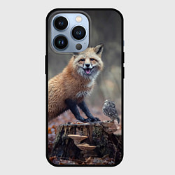 Чехол для iPhone 13 Pro Лисица и птичка, цвет: 3D-черный