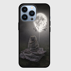 Чехол для iPhone 13 Pro Мопс и луна, цвет: 3D-черный