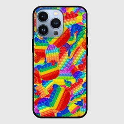 Чехол для iPhone 13 Pro Разные Pop It масляная краска, цвет: 3D-черный