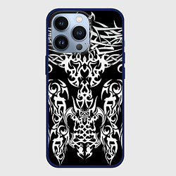 Чехол для iPhone 13 Pro ТАТУ ЧЕРНО БЕЛОЕ УЗОР, цвет: 3D-тёмно-синий