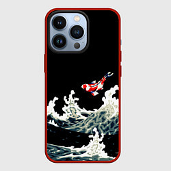 Чехол для iPhone 13 Pro Карп Кои Волна Япония Рыба, цвет: 3D-красный