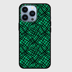 Чехол для iPhone 13 Pro Абстрактный зелено-черный узор, цвет: 3D-черный