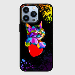 Чехол для iPhone 13 Pro РАДУЖНЫЙ КОТИК RAINBOW KITTY, цвет: 3D-черный