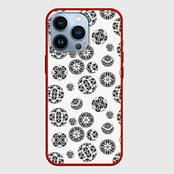 Чехол для iPhone 13 Pro Черно-белый геометрический узор, цвет: 3D-красный
