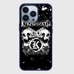 Чехол для iPhone 13 Pro Кукрыниксы черепа, цвет: 3D-тёмно-синий