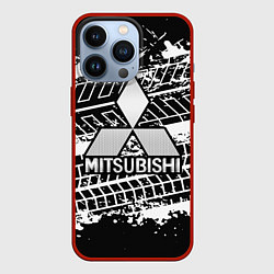 Чехол для iPhone 13 Pro MITSUBISHI СЛЕДЫ ШИН, цвет: 3D-красный