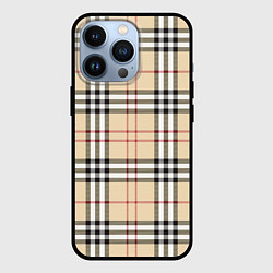 Чехол для iPhone 13 Pro Клетчатый принт в стиле Burberry, цвет: 3D-черный