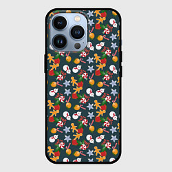 Чехол для iPhone 13 Pro Игрушки Ёлочные, цвет: 3D-черный