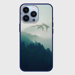 Чехол для iPhone 13 Pro ДРАКОНЫ НАД ЛЕСОМ DRAGON, цвет: 3D-тёмно-синий