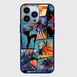 Чехол для iPhone 13 Pro Ведьмак The Witcher комикс, цвет: 3D-тёмно-синий