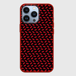 Чехол для iPhone 13 Pro Принт с поцелуями,алые губы, цвет: 3D-красный