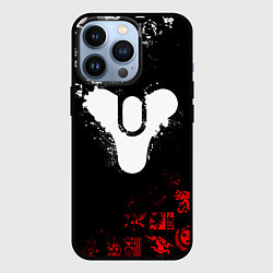 Чехол для iPhone 13 Pro DESTINY 2 RED & WHITE PATTERN LOGO, цвет: 3D-черный