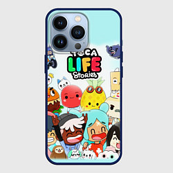 Чехол для iPhone 13 Pro Toca Boca Тока Бока все персонажи, цвет: 3D-тёмно-синий