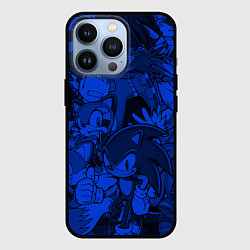 Чехол для iPhone 13 Pro SONIC BLUE PATTERN СИНИЙ ЁЖ, цвет: 3D-черный