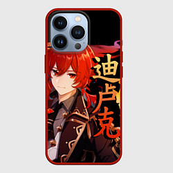 Чехол для iPhone 13 Pro Genshin Impact - Дилюк, цвет: 3D-красный