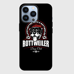 Чехол для iPhone 13 Pro Ротвейлер Rottweiler, цвет: 3D-черный